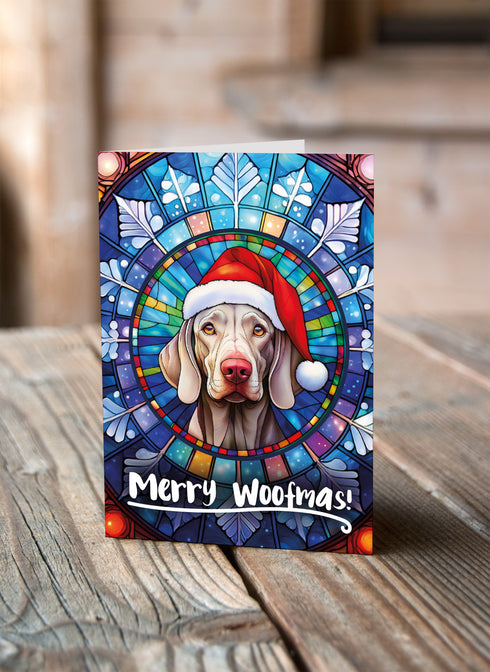 Weimaraner in a Santa Hat Christmas Card